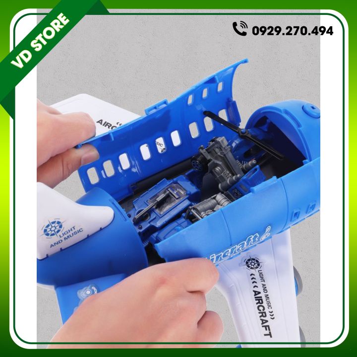 Bộ Đồ Chơi Máy Bay Biến Dạng - Tặng Kèm 3 Ô Tô Và 1 Máy Bay - Mô Hình Máy Bay Biến Hình
