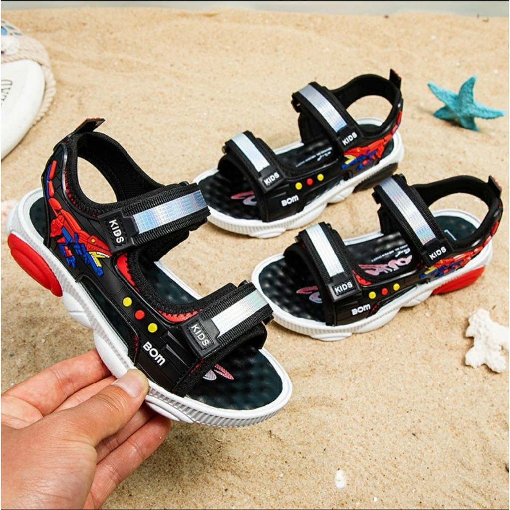 SIZE 32-37 SANDAL đi học bé trai 6-10 tuổi có lót matxa chân siêu êm mã A36 (video thật )