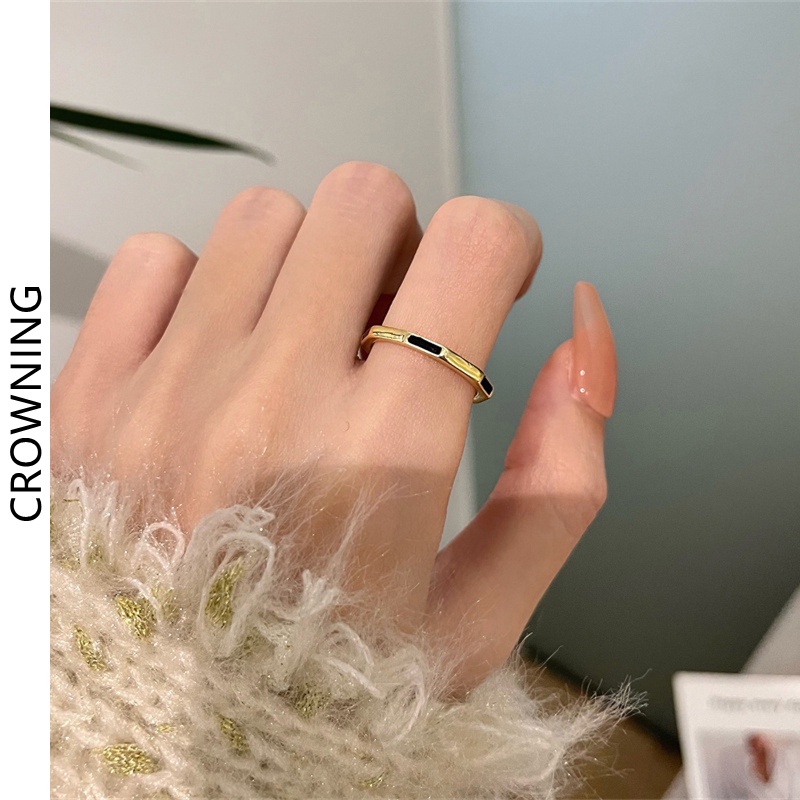 Nhẫn Trang Sức Màu Đen Thời Trang Hàn Quốc 2022 F695