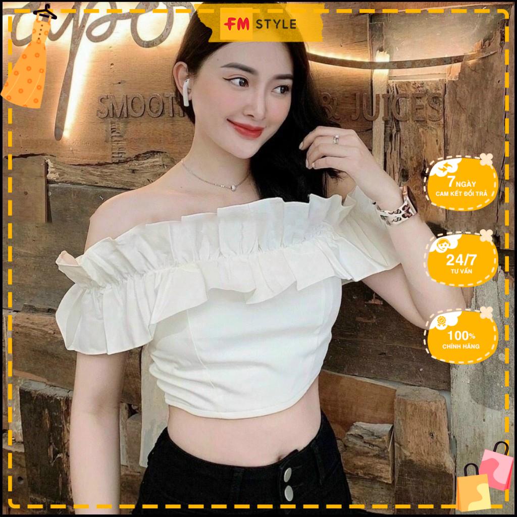 Áo trễ vai FM Style croptop thiết kế trễ vai phối bèo sang chảnh 204140059