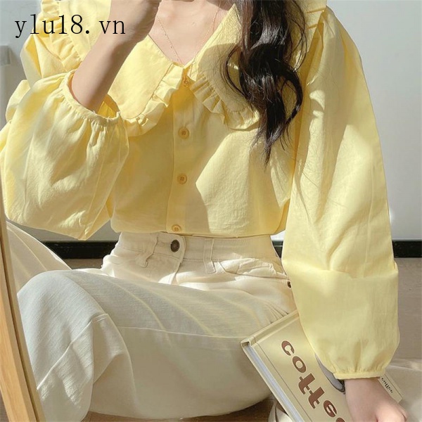 Áo Sơ Mi Cotton Cổ Búp Bê Phong Cách Phương Tây Thời Trang Mùa Xuân 2022 Mới Cho Nữ