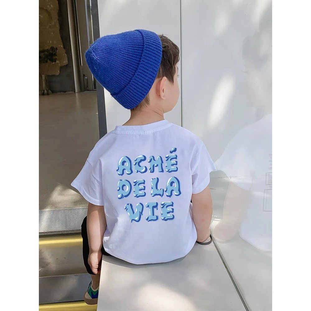 Áo thun tay lỡ bé trai bé gái nam nữ unisex A D L V Ice Cream Logo, áo phông gia đình 100% cotton - Samyy_vn