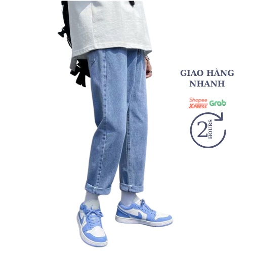 Quần baggy nam ống suông, quần Jean ống rộng nam chuẩn thiết kế hàn quốc