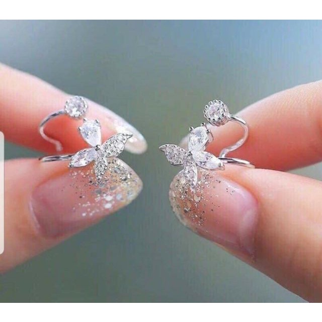 Hoa tai nữ bạc 925 hình cánh bướm xinh xinh trẻ trung BẠC HIỂU MINH HT187