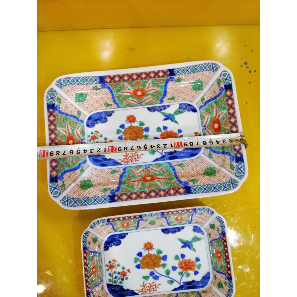 Cặp đĩa ngũ sắc nội địa Nhật, size 30*20 và 20*15cm (mã 922)
