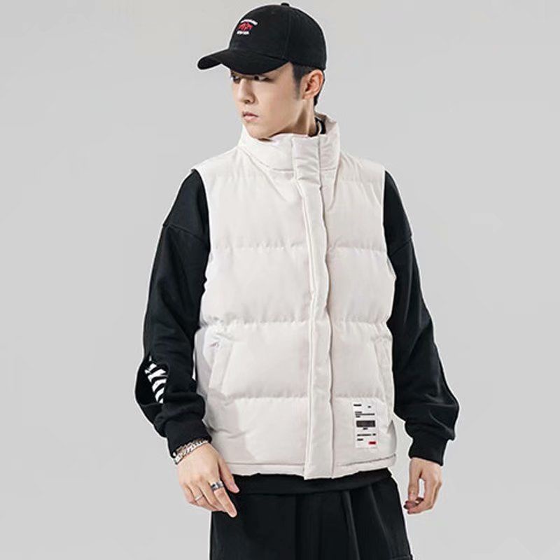 Áo Khoác Không Tay Cổ Đứng Chất Liệu Cotton Dày Dặn Thời Trang Thu Đông Cho Nam