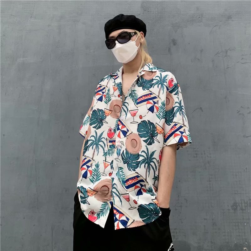 Korean Style 3D Printed Short Sleeve Shirt For Men