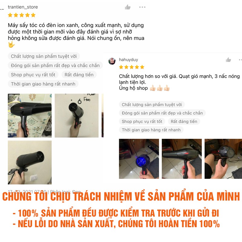 Máy Sấy Tóc Hai Chiều Nóng Lạnh Ánh Sáng Xanh 5 Chế Độ Nhiệt Và Gió 3500W Dùng Cho Salon