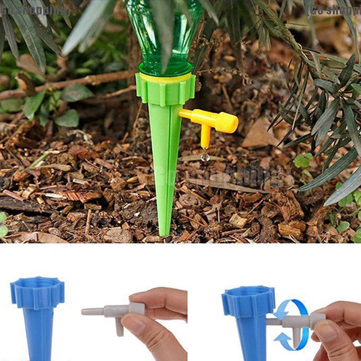 Dụng cụ tưới cây tự động nhỏ giọt, đầu tưới cây gắn chai nước, có van điều chỉnh dòng tưới