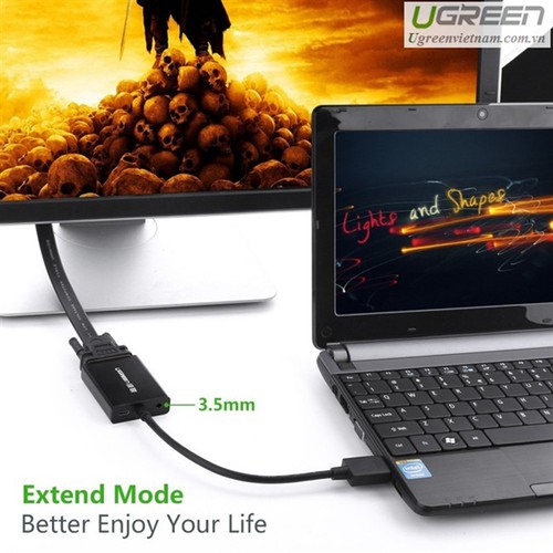 Bộ chuyển đổi HDMI sang VGA + 3.5mm Audio Ugreen 40233 - Hàng CHính Hãng