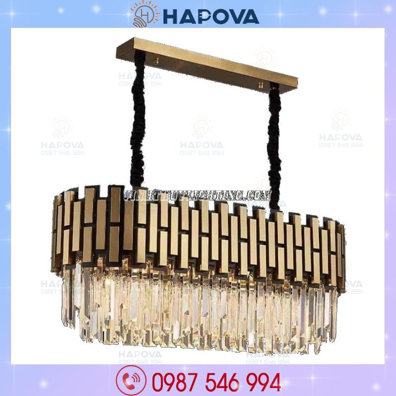 Đèn chùm pha lê cao cấp HAPOVA CIRES 027 kích thước D800x300 + Tặng kèm bóng led 3 màu