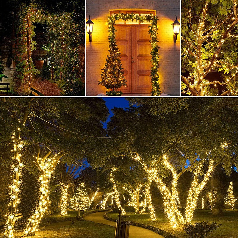 Dây Đèn LED 10/20M Chống Nước Năng Lượng Mặt Trời Trang Trí Giáng Sinh
