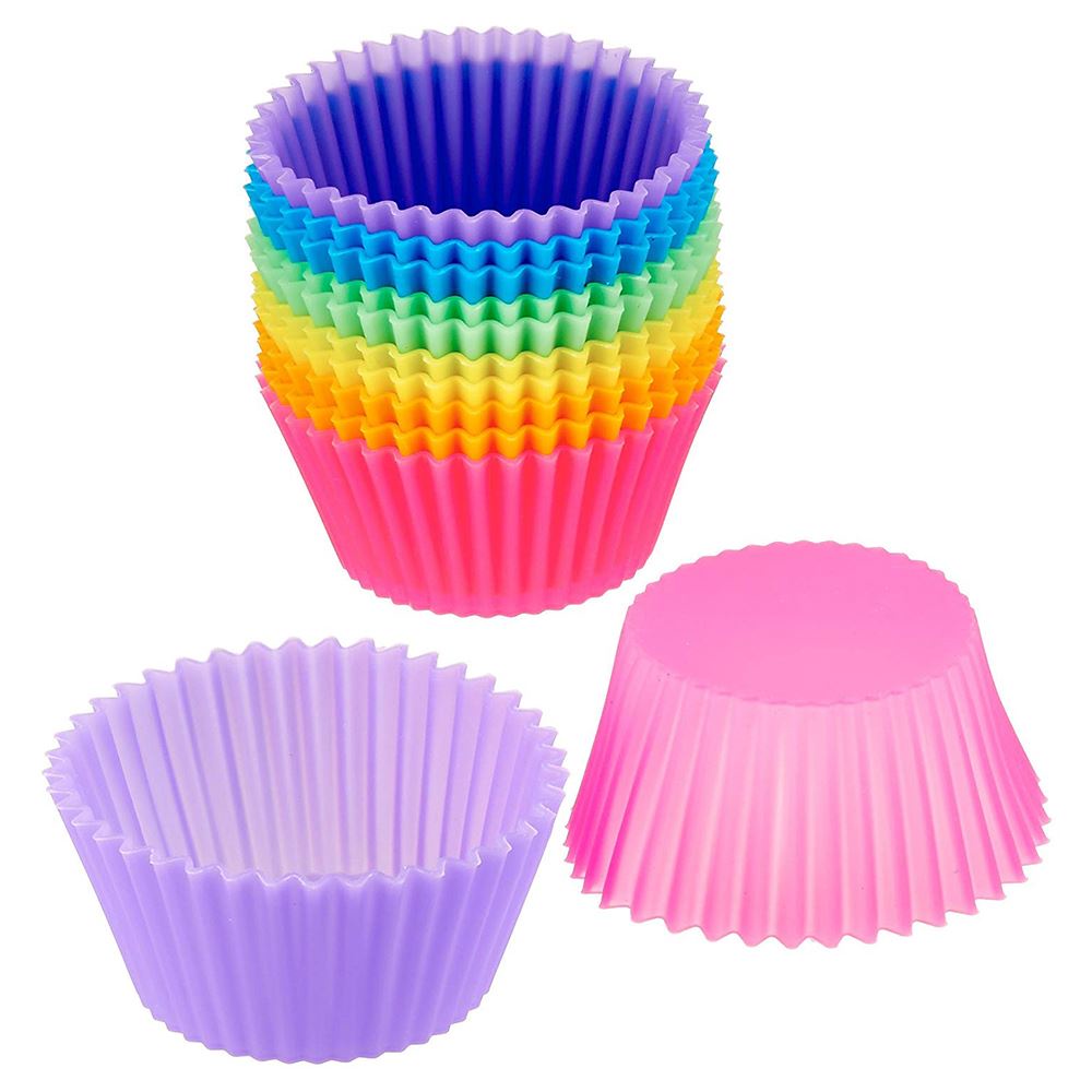 Set 12 Khuôn Silicone Làm Bánh Cupcake Nhiều Màu Tiện Dụng