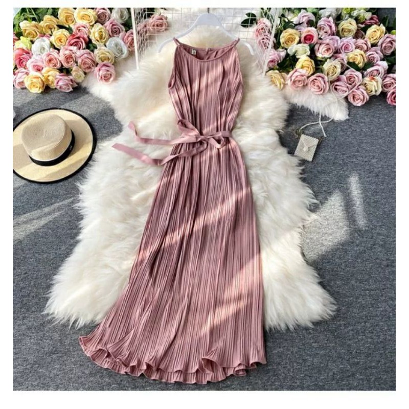 [Hot Item] Váy Maxi Xếp Ly Kèm Đai Thắt Eo Sang Chảnh | BigBuy360 - bigbuy360.vn