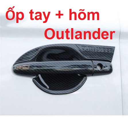 Ốp Tay Nắm, Hõm Cửa Cacbon xe Outlander 2016 - 2021 vân carbon cao cấp - Giá 1 bộ