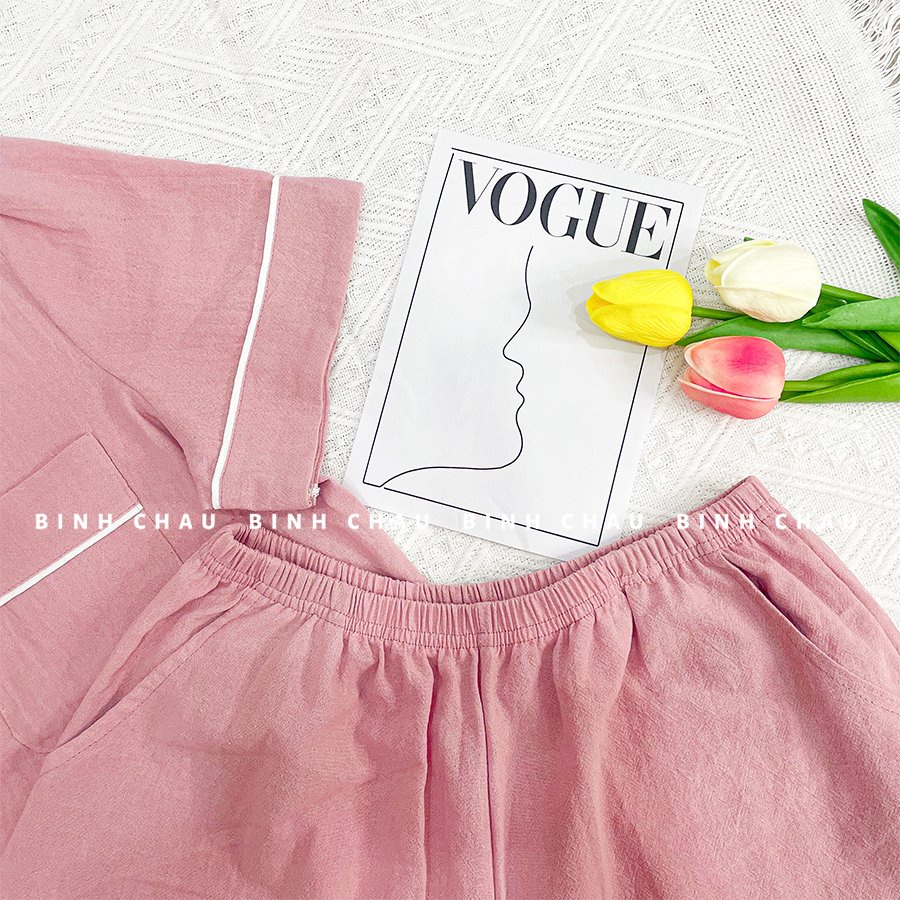 Bộ Đồ Ngủ Pijama Ngắn Thô Đũi Phong Cách Hàn Quốc - Bình Châu Sleepwear Clothing
