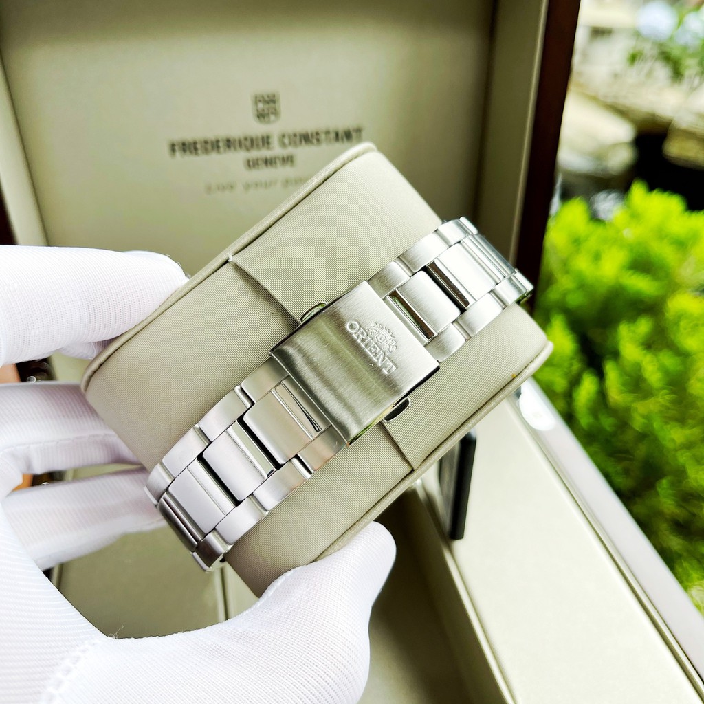 Đồng hồ Nam Orient Sun Moon 5 RA-AK0303L10B Automatic Size 42mm,Mặt xanh,Lịch thứ ngày-Máy cơ-Dây kim loại cao cấp