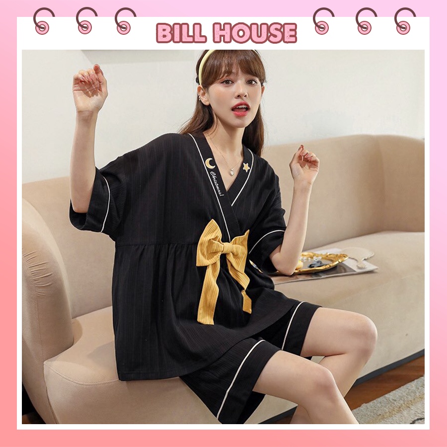 Bộ kimono tiểu thư tay cộc quần cộc cực xinh chất cotton mềm mịn BC21