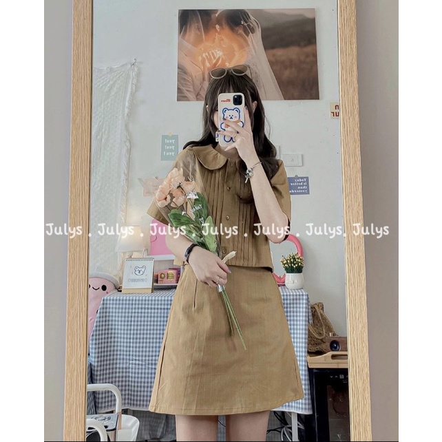 Set váy cổ sen xếp ly + chân váy chữ A . Ảnh và video thực tế | BigBuy360 - bigbuy360.vn