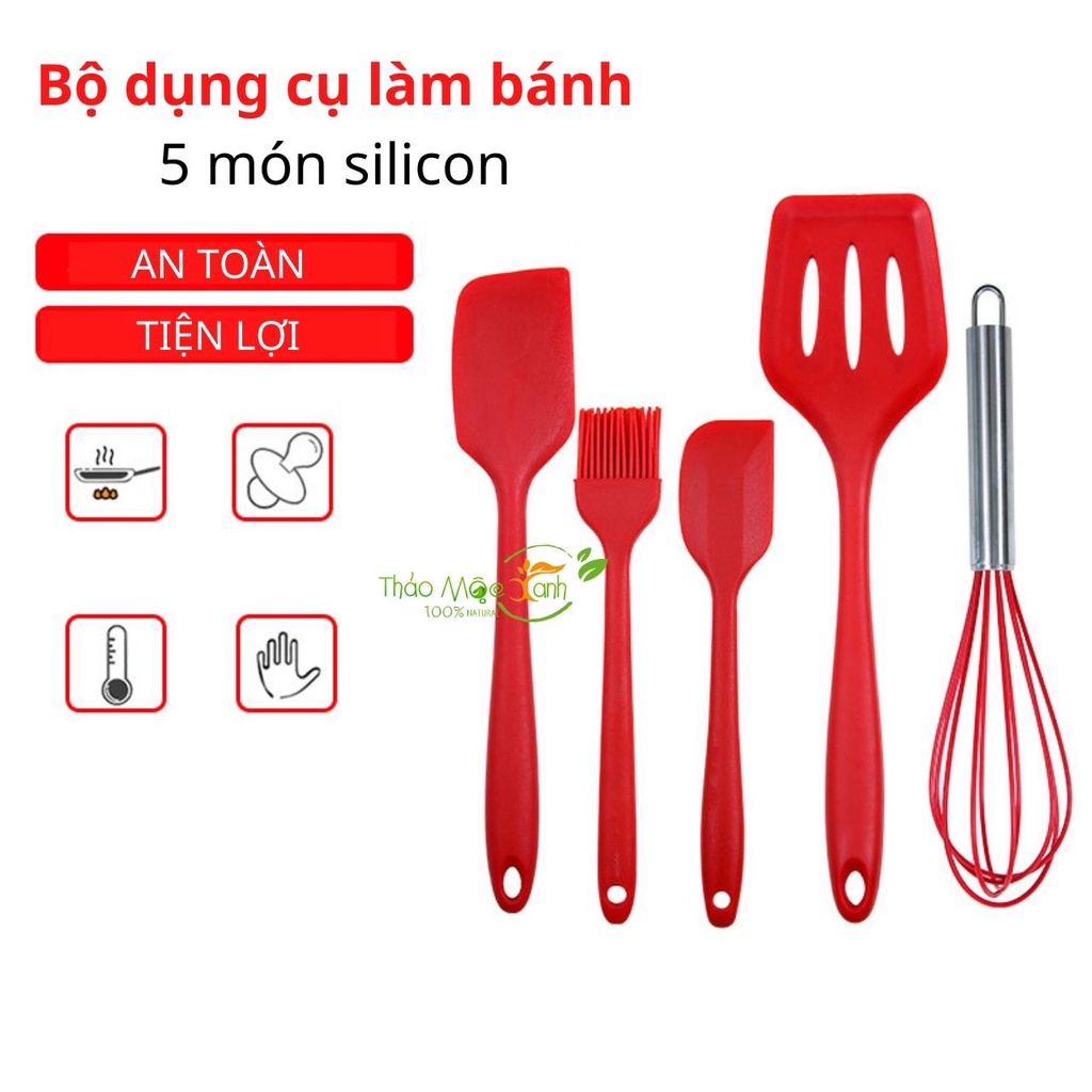 Bộ dụng cụ làm bánh 5 món silicon đồ dùng nhà bếp