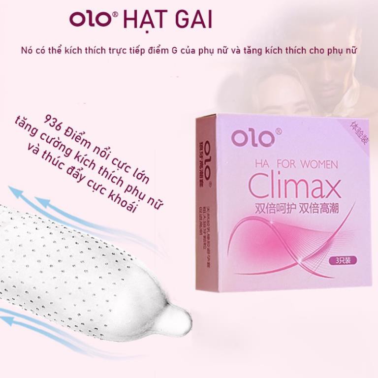 Bao Cao Su Gai Bi OLO Climax 936 Gai Nhiều Gel Bôi Trơn Hộp 3 BCS Gai