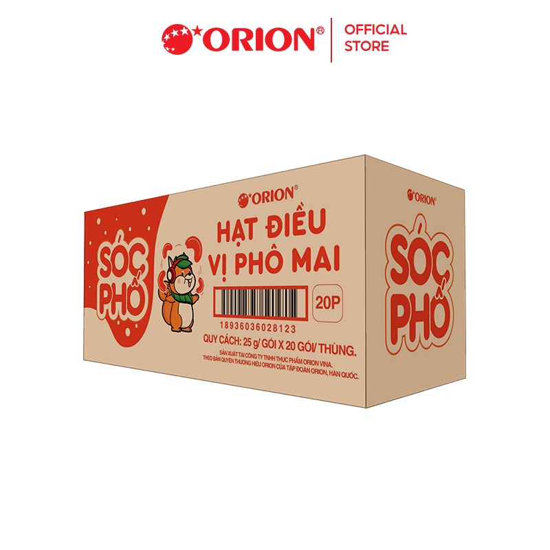[Tặng quà Kẹo Họng 175g] Combo 20 gói hạt điều Orion Sóc Phố vị phô mai (25g x 20) [HSD đến 20/08/2022]
