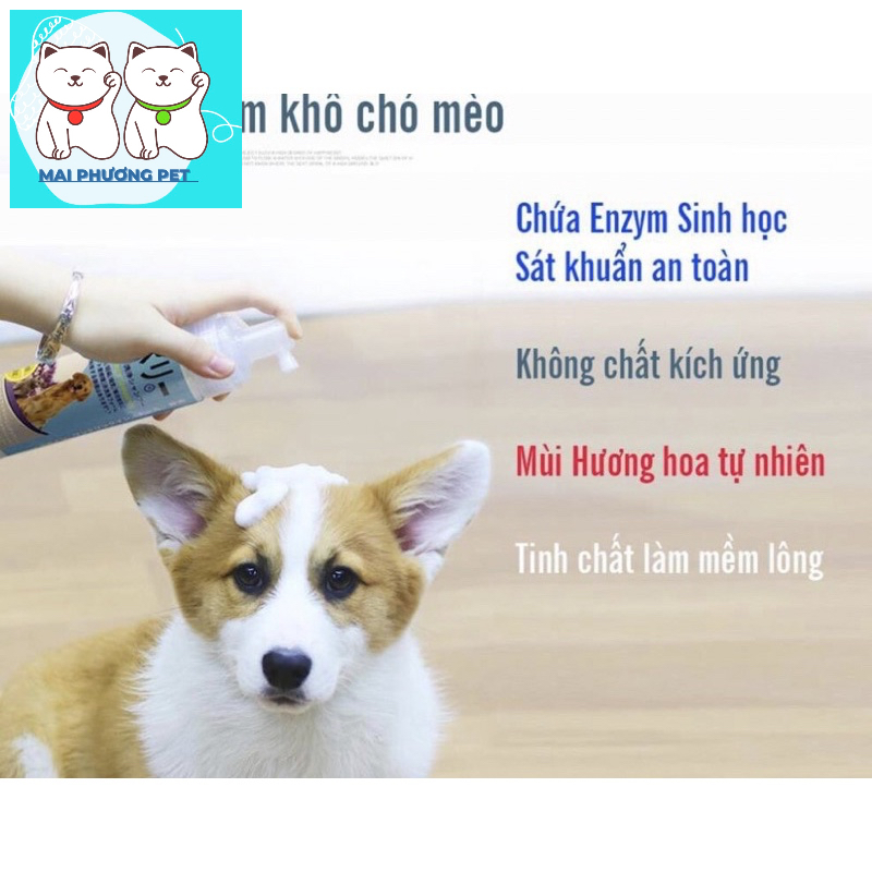 Bọt kem tắm khô chó mèo 100ml