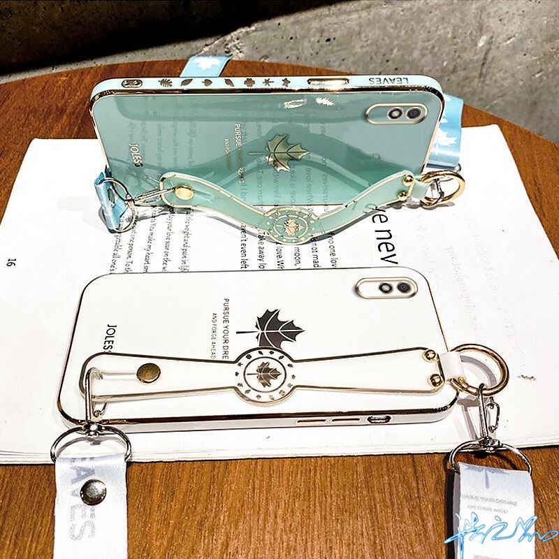 Ốp Điện Thoại Họa Tiết Lá Phong Có Dây Đeo Cổ Tay Cho Redmi Note 11 11S 10 Pro 9 Pro 9S 8 Pro 7 Pro