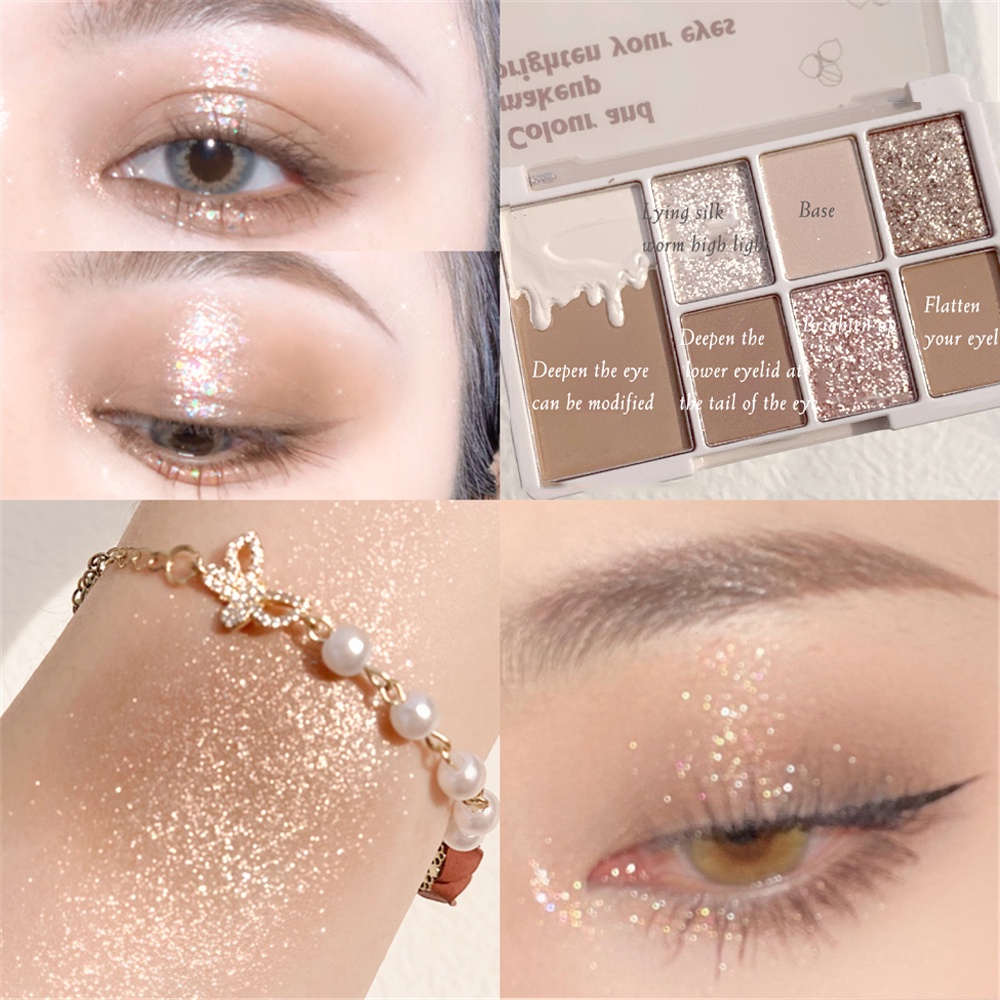 Bảng phấn mắt XIXI 7 màu tông lì và nhũ ngọc trai trang điểm lâu trôi | BigBuy360 - bigbuy360.vn
