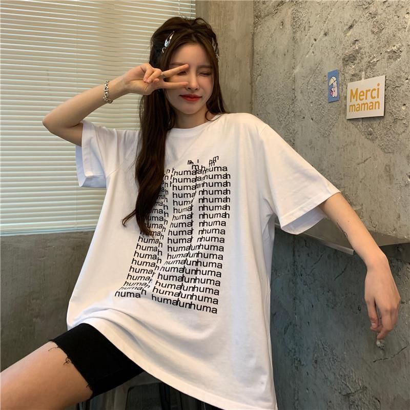 (ORDER) Áo thun nữ đẹp Tee shirt phong cách cá tính in line chữ màu xám đậm và trắng có size