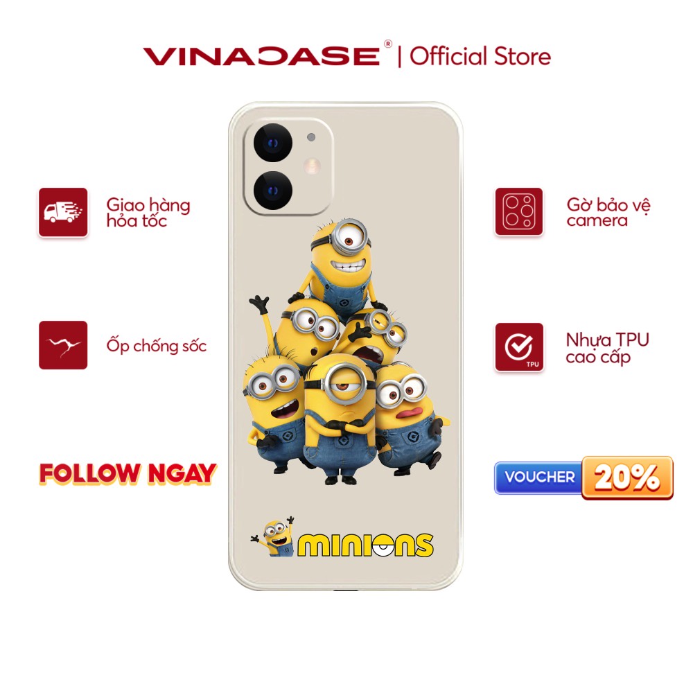 Ốp lưng Vina Case Iphone 6S/6 Plus/7G/8G/X/Xs/11/12/....dẻo cạnh vuông bảo vệ camera hình Minions BST2