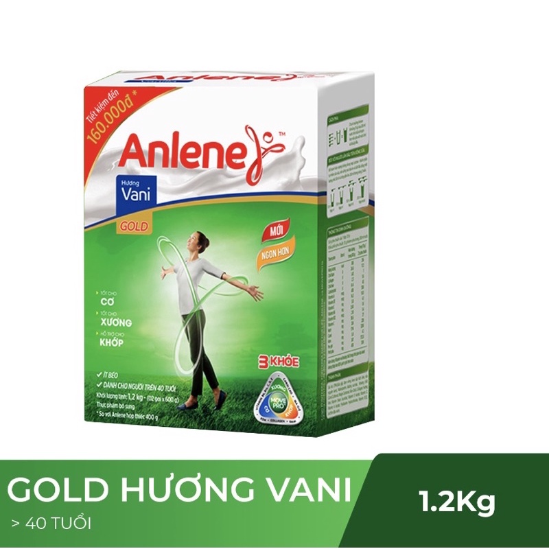 [Date T10/22] Sữa bột Anlene Gold Movepro hương Vanilla hộp 1.2kg (trên 40 tuổi)