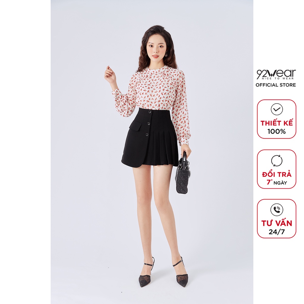 Chân váy ngắn xếp ly 92WEAR thiết kế công sở có túi JXA1898
