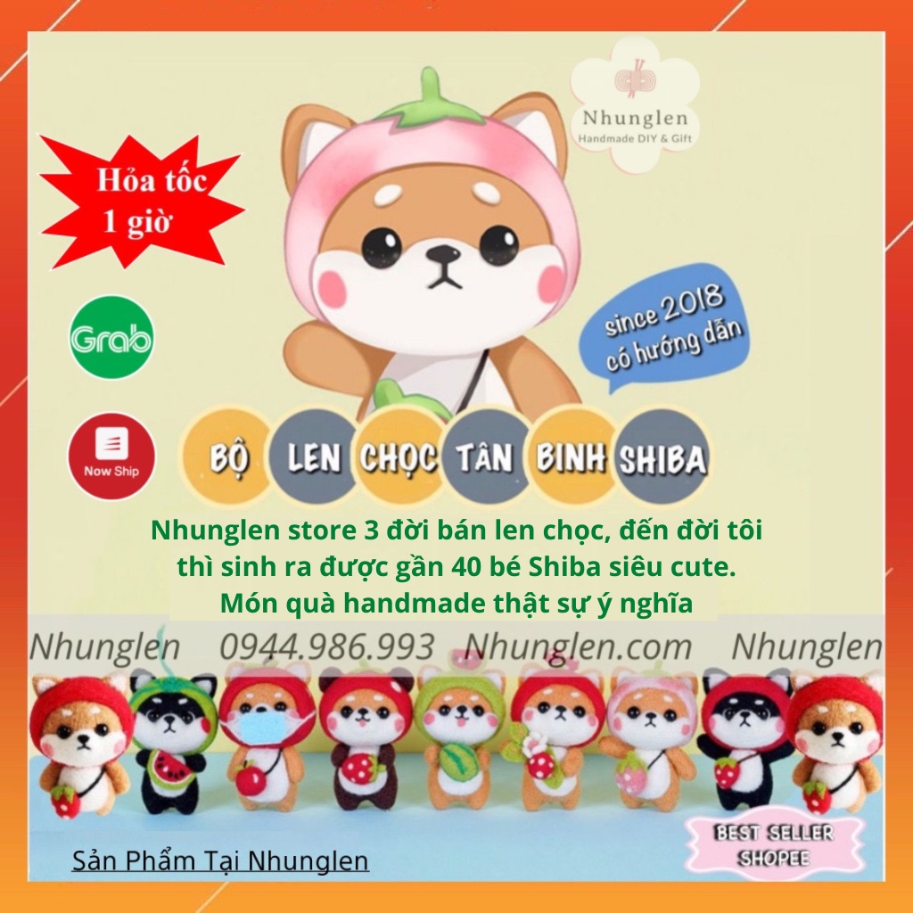 [HCM] LEN CHỌC CÓ HƯỚNG DẪN - 20 BÉ TÂN BINH SHIBA, chọc len thật dễ dàng, NEEFDE FELTING SHIBA