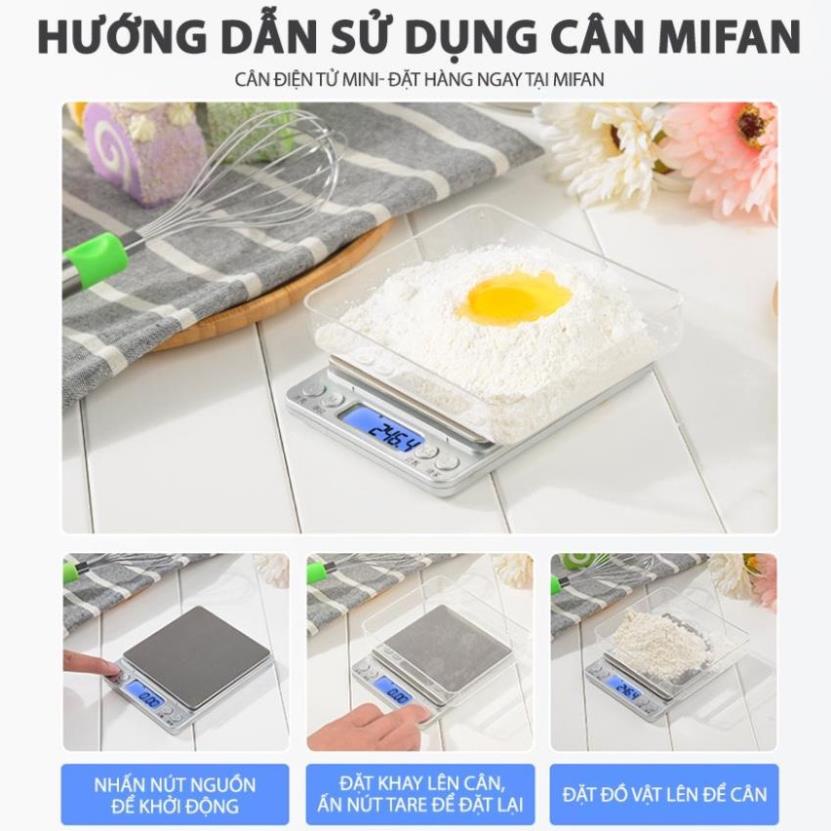 Cân Điện Tử Nhà Bếp - Cân Tiểu Ly Nhà Bếp - Nhỏ Gọn, Đo Trọng Lượng Thực Phẩm Chính Xác 0.01/3Kg - Tặng 2 Đĩa - DUHALI