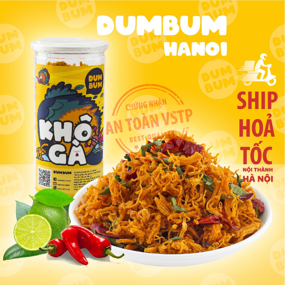 Khô gà lá chanh xé cay 280g DumBum đồ ăn vặt Hà Nội DUMBUM