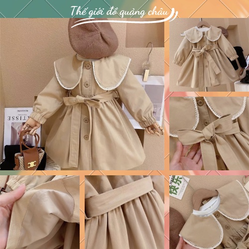 Áo khoác KHAKI cổ bèo lá cho bé gái, phong cách Hàn Quốc, mẫu siêu hot 2022 - Hàng Quảng Châu Loại 1 (Z01)