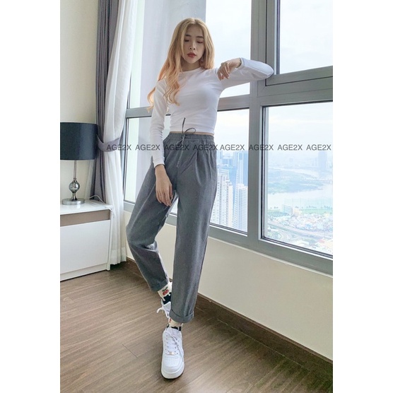 Áo croptop TAY DÀI Trắng chính hãng AGE2X hàng VNXK TOP các sản phẩm thường xuyên cháy hàng của SHOP