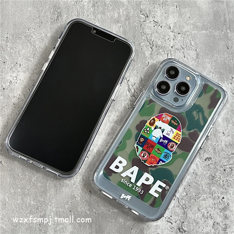 Ốp Điện Thoại Cạnh Mềm Trong Suốt Chống Sốc Họa Tiết Không Gian Bape Cho IPhone 11 13 12 X XS Pro Max XR 12 13