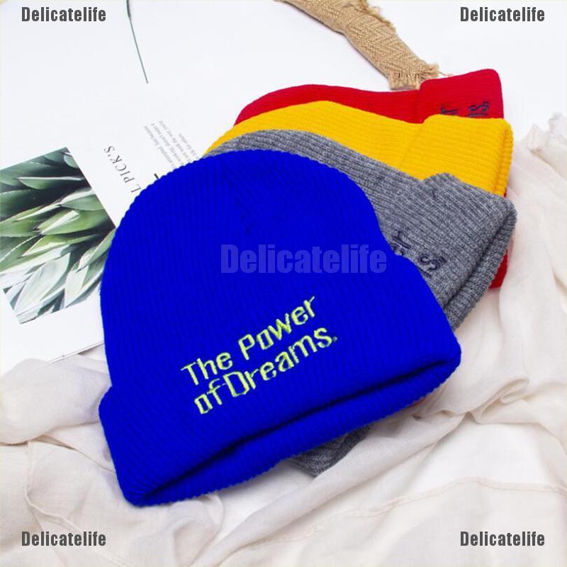 [Delicatelife] The Power Of Dreams Cotton Knitted Hat Hip Hop Warm Winter Ski Beanie Cap Unisex
