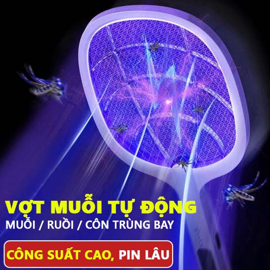 [FreeShip] Vợt Bắt Muỗi Thông Minh Kiêm Đèn Bắt Muỗi, Vợt Muỗi 2 trong 1 Pin Lithium an toàn - 2075