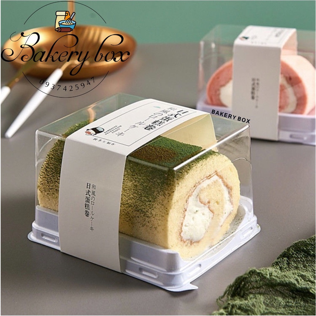 HT-321 | Set 50 Hộp Đựng Bánh Kem Mini, Bông Lan Cuộn Kèm Nĩa