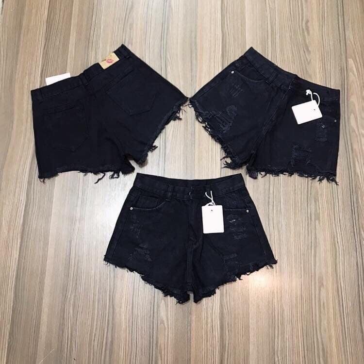 Quần short jean nữ lưng cao phối rách denim cotton, rin ngắn phối rách JL 02 | BigBuy360 - bigbuy360.vn