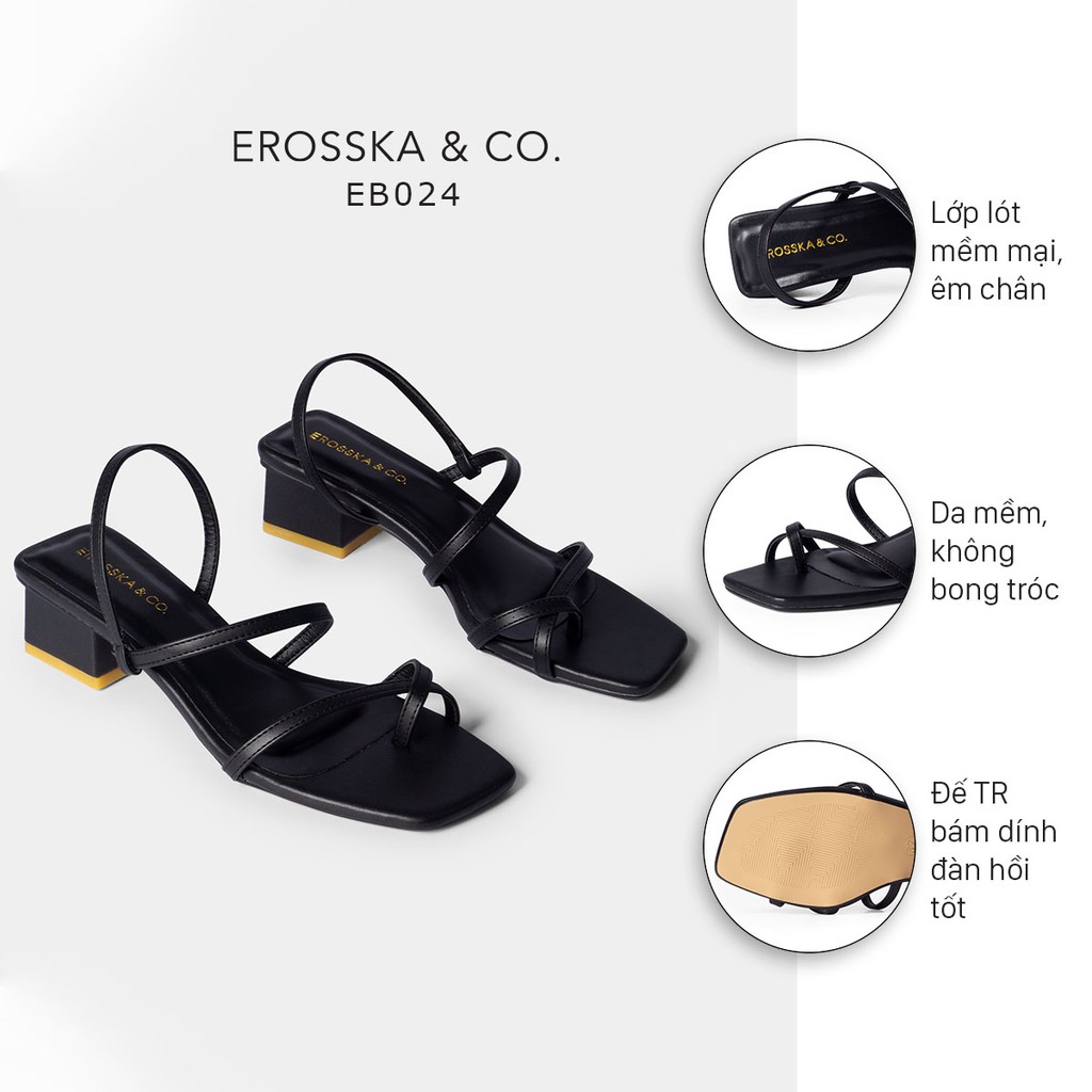 Giày cao gót nữ Erosska xỏ ngón dây mảnh cao 5cm màu đen _ EB024