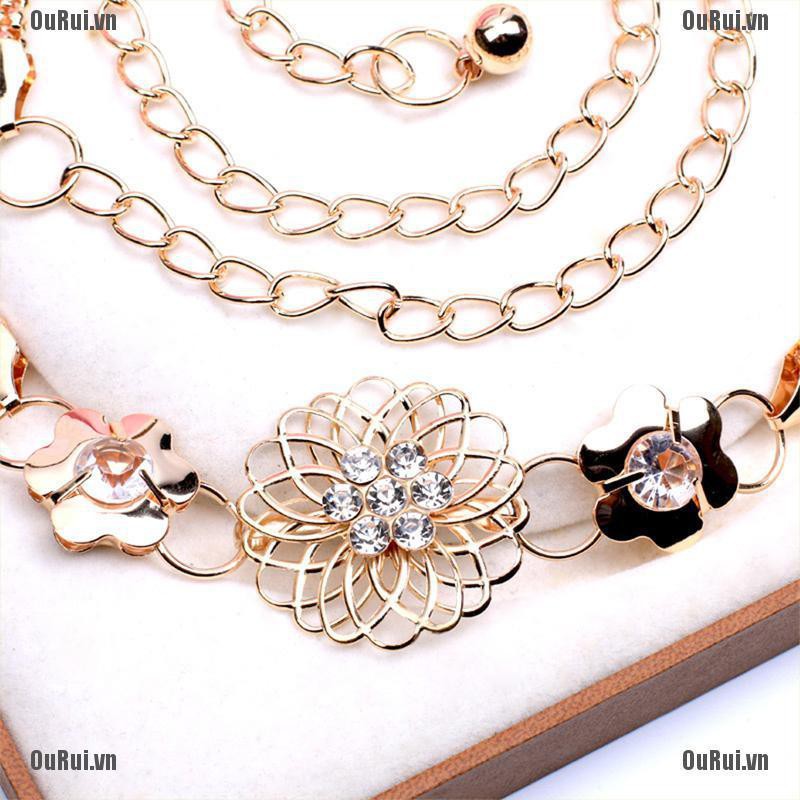 Thắt Lưng Kim Loại Màu Vàng Thời Trang Thanh Lịch Cho Nữ