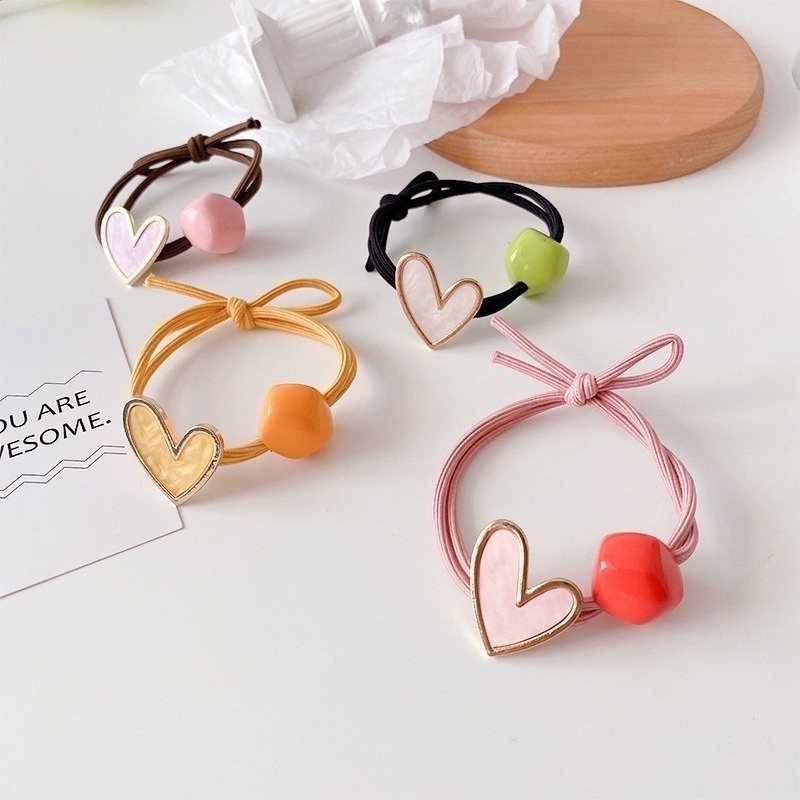 Dây Buộc Tóc Cao Su Màu Sắc Ngọt Ngào Phong Cách Hàn Quốc Cho Nữ