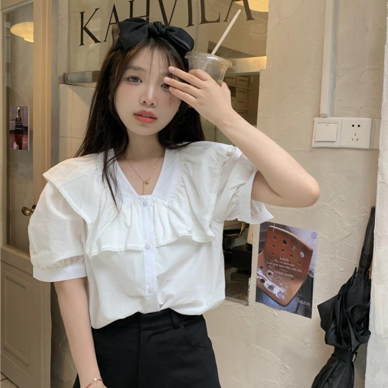 Áo Sơ Mi Tay Phồng Cổ Búp Bê Thời Trang Mùa Hè Hàn Quốc Mới