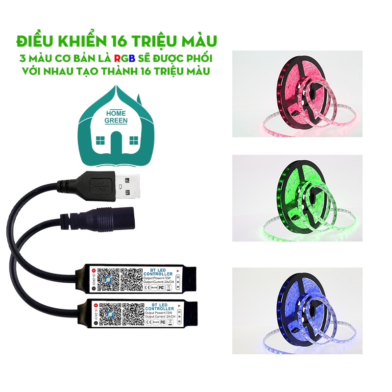 Bộ điều khiển đèn led RGB 5050 4pin USB, Dc 5-24v điều khiển qua app