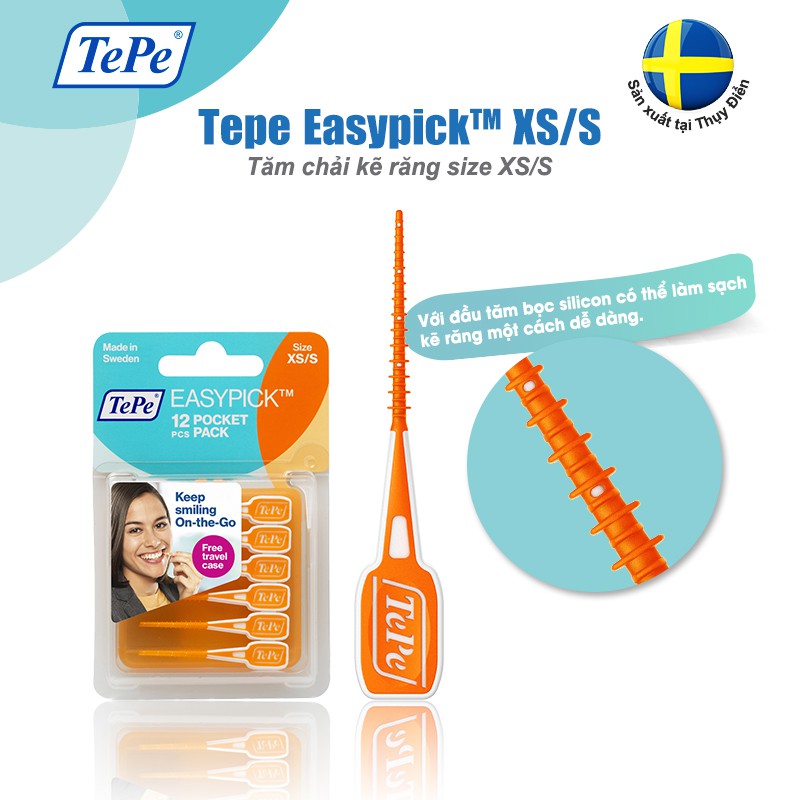 Tăm chải kẽ răng Tepe EasyPick cam XS-S 12 cái