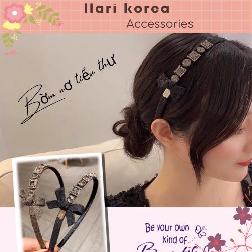 Bờm tóc nơ đính đá pha lê / Băng đô nơ đính đá , phụ kiện tóc kute xinh đẹp - Hari Korea Accessories